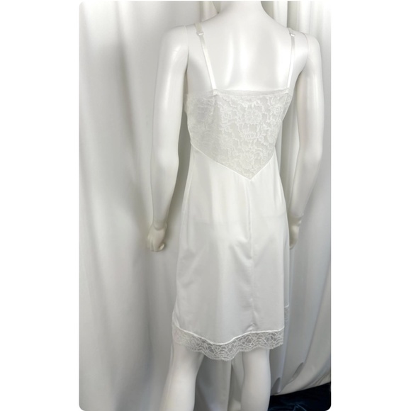 Vintage Vanity Fair Bridal White Lingerie Slip Dress with Floral Lace - Small - Picture 9 of 10